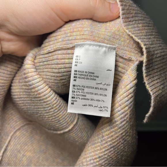 ON 34th Women’s Ribbed Knit Midi Sweater Dress Beige Multicolor casual Size S - Picture 6 of 10